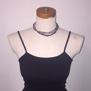 Multi color leather string necklace or bracelet